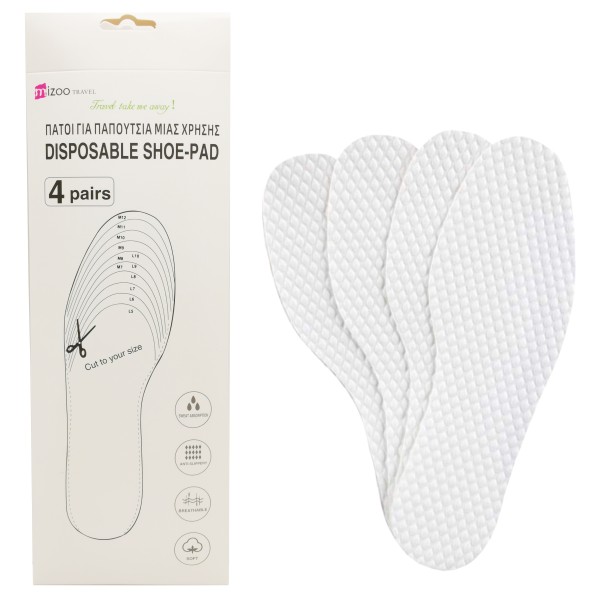 MIZOO TRAVEL ΠΑΤΟΙ ΠΑΠΟΥΤΣΙΩΝ ΜΙΑ ΧΡΗΣΗΣ ΛΕΥΚΟΙ 4 ΖΕΥΓΑΡΙΑ 1298-08